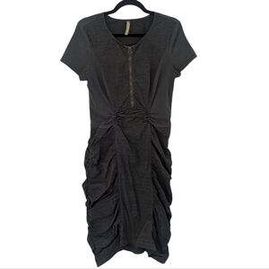 XCVI Army Green Ruched Midi Dress